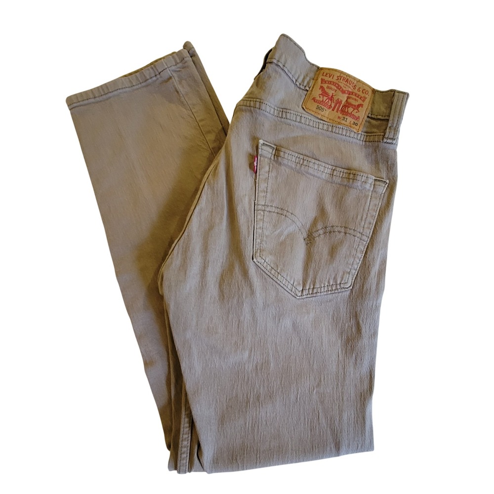 Levi's 505 Regular Fit Jeans Mens 31x30 Tan Khaki Straight‎ Leg Denim Casual